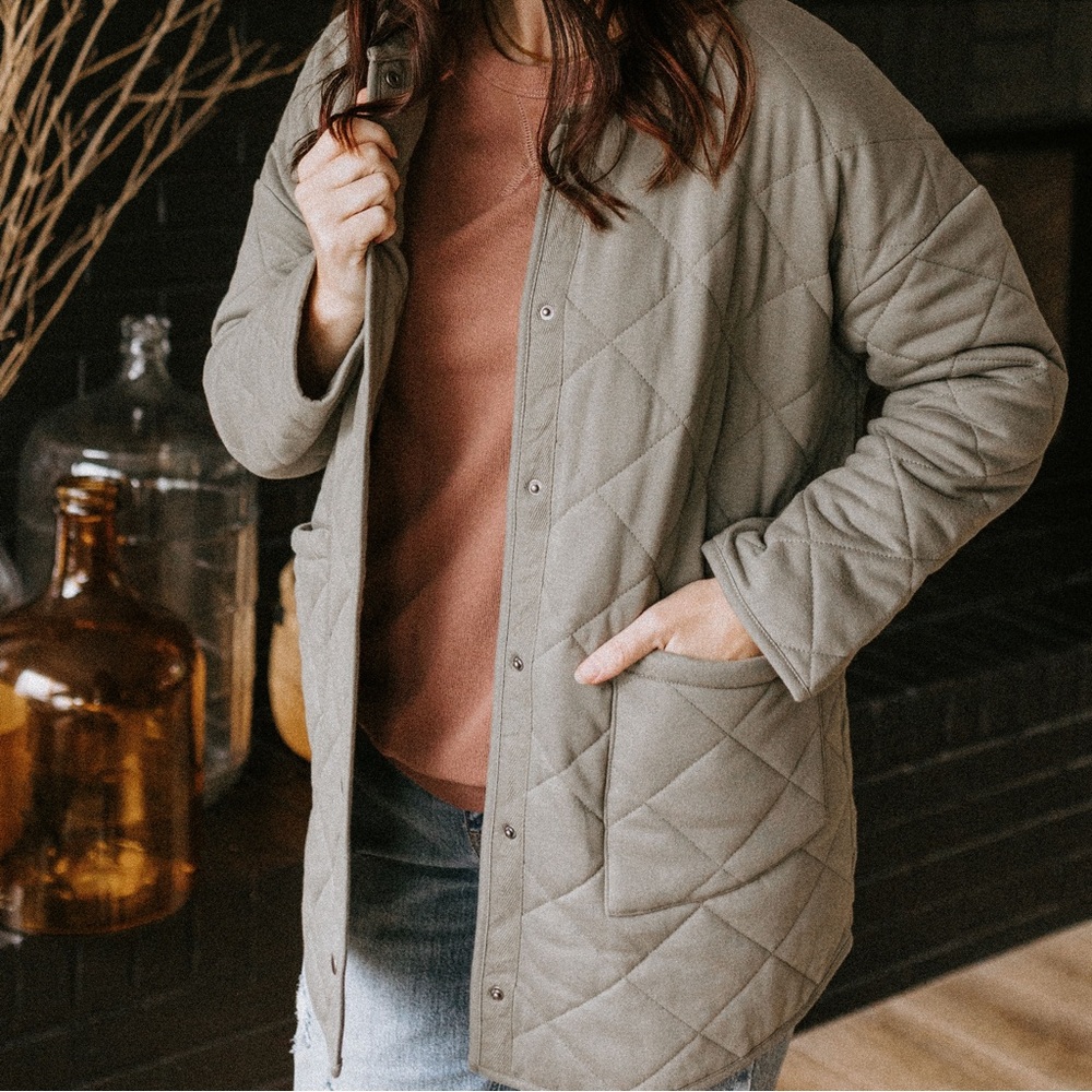 quilted soft green jacket